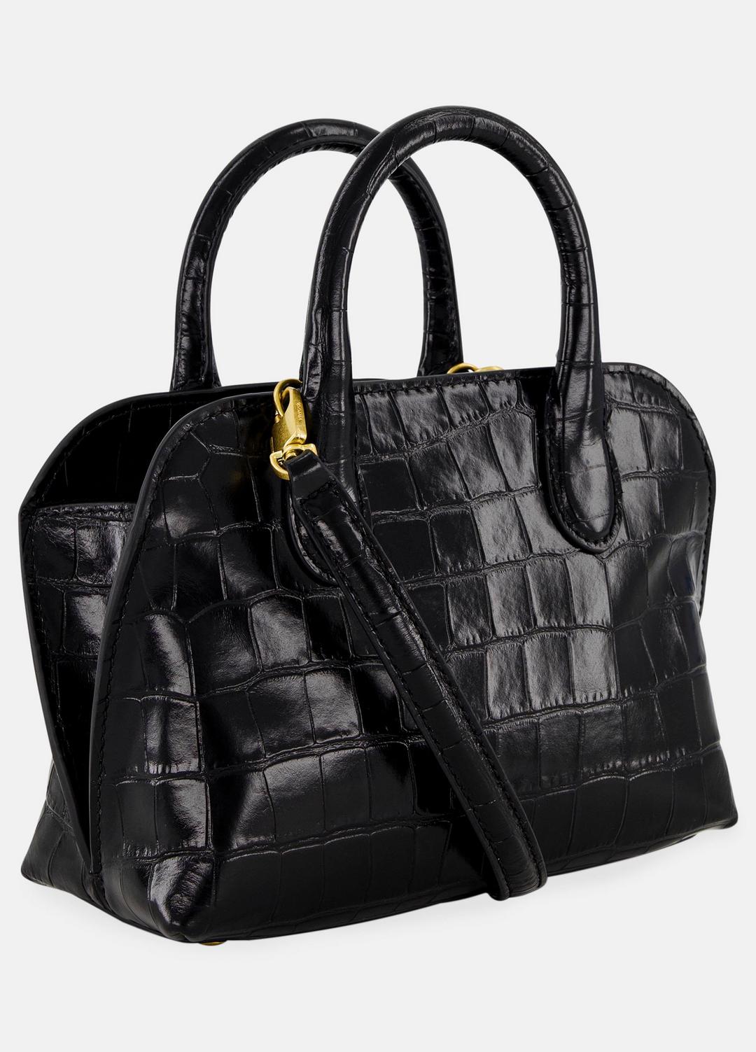 Delphine Croc-Embossed Leather Mini Bag in Matching Sets - BLACK