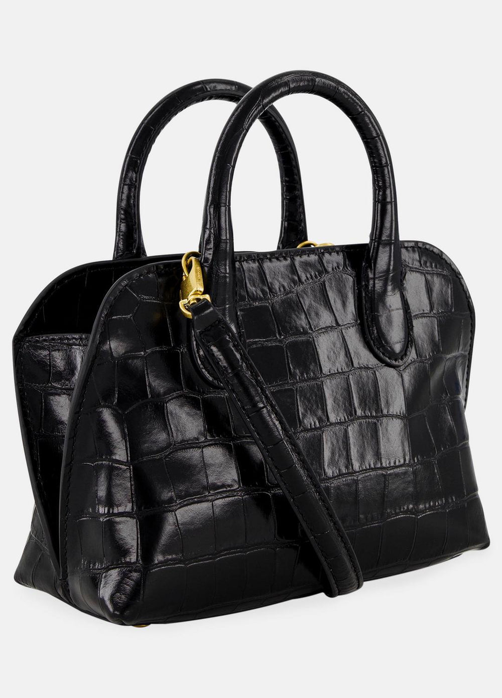 Delphine Croc-Embossed Leather Mini Bag in Matching Sets - BLACK