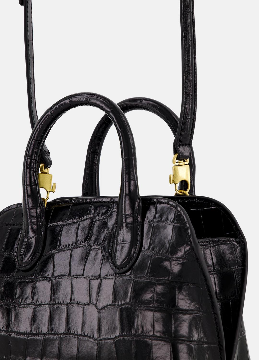 Delphine Croc-Embossed Leather Mini Bag in Matching Sets - BLACK