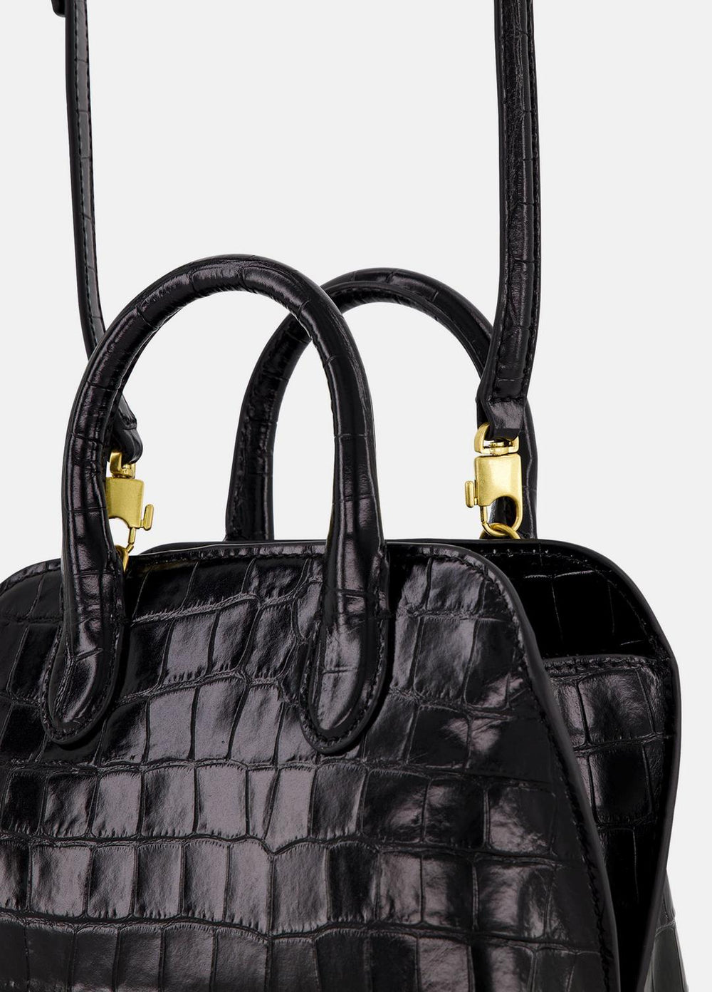 Delphine Croc-Embossed Leather Mini Bag in Matching Sets - BLACK