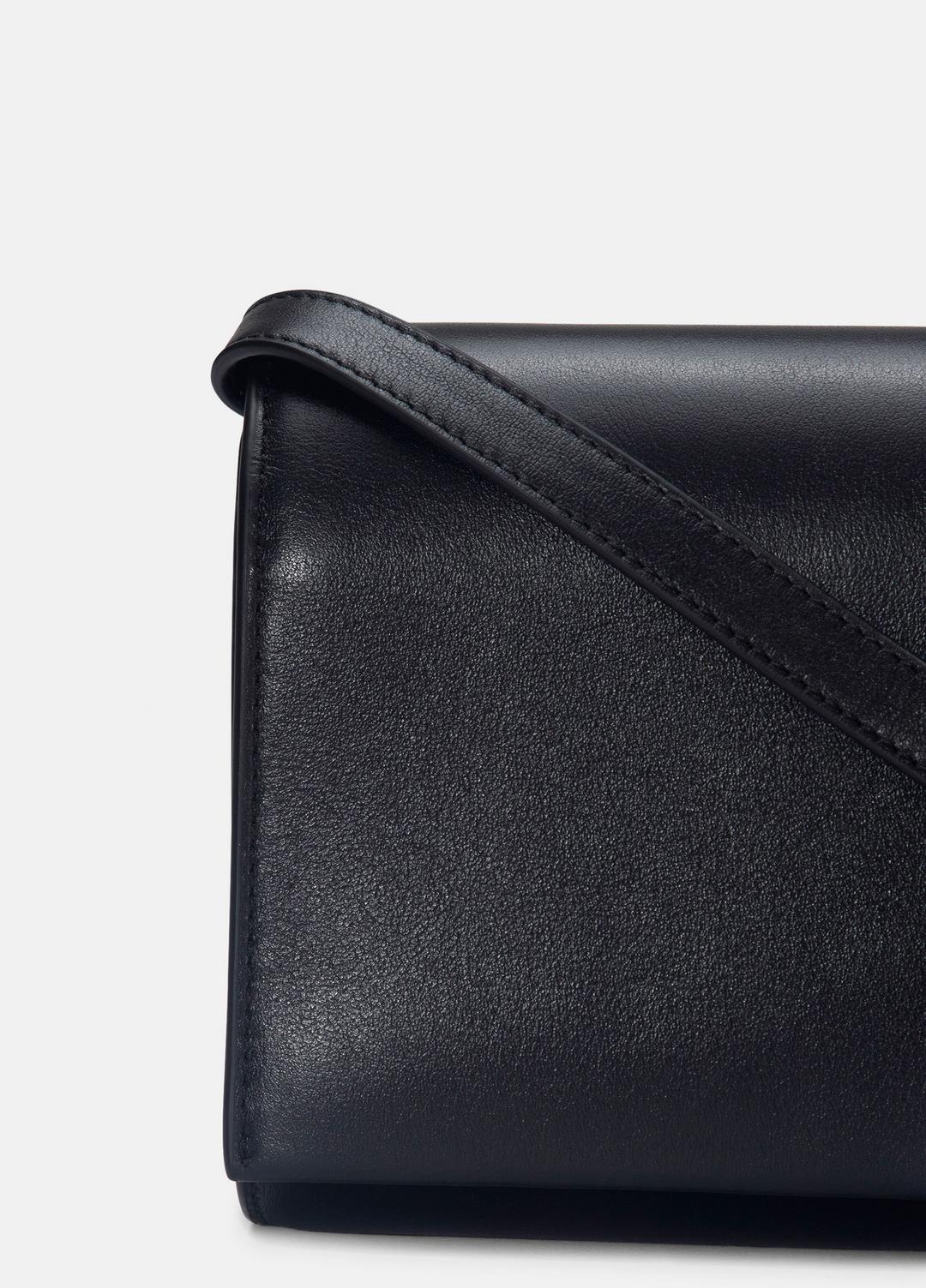 Leather Crossbody Wallet in Handbags - BLACK