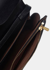 Leather Crossbody Wallet in Handbags - BLACK