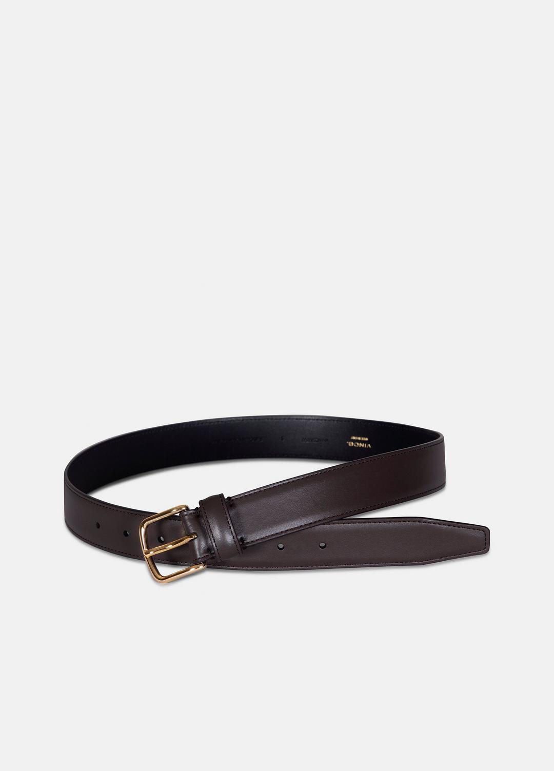 Women’s 32mm Stitched Leather Belt in Belts - CACAO BROWN