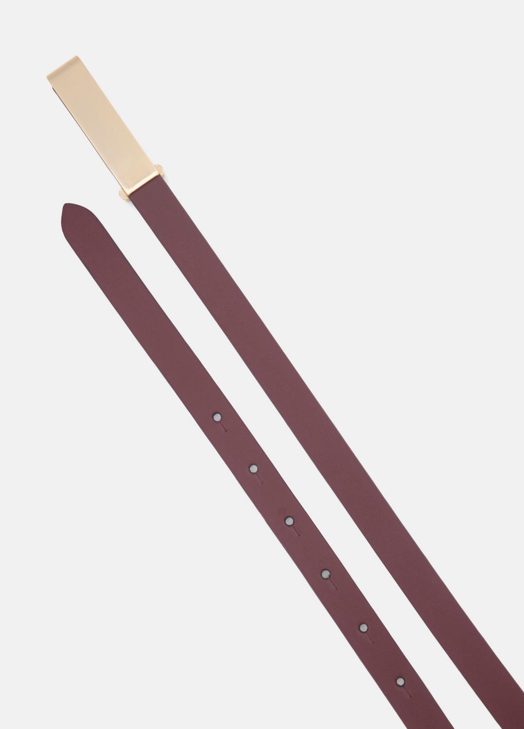 Women's 15mm Elongated Plaque Leather Belt in Belts - BORDEAUX