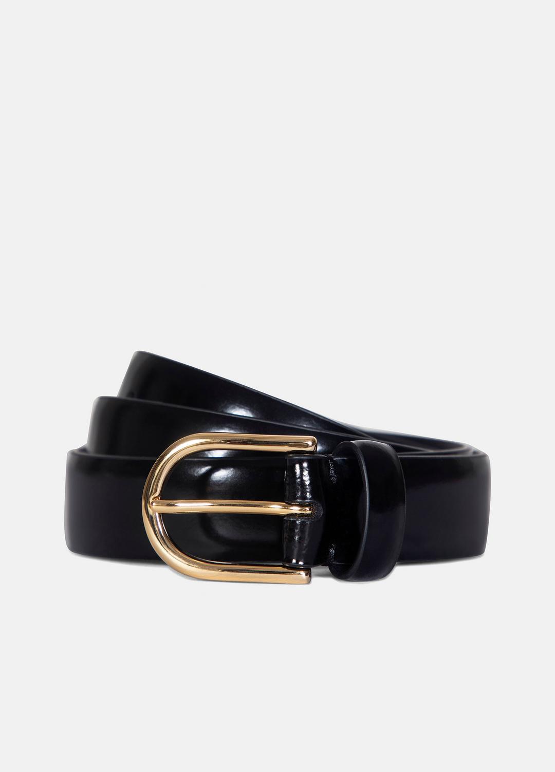 Women’s 25mm Spazzolato Leather Belt in Belts - BLACK/GOLD