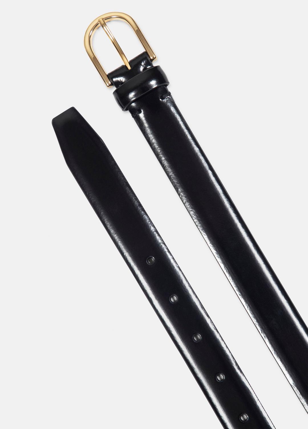 Women’s 25mm Spazzolato Leather Belt in Belts - BLACK/GOLD