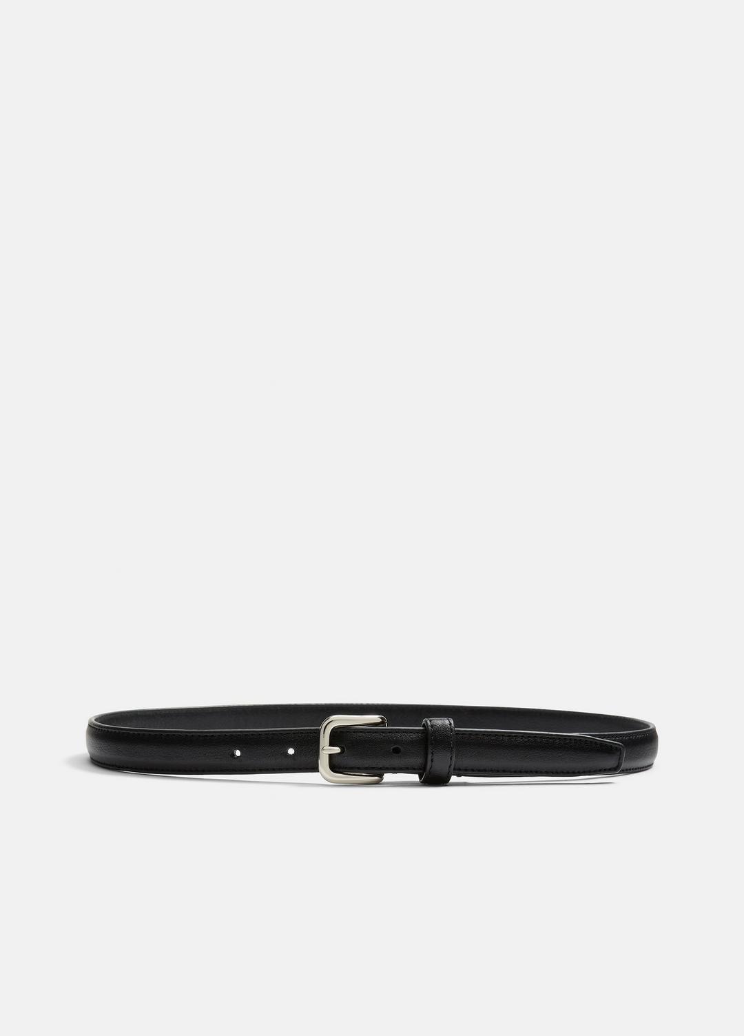 Women's Skinny Leather Belt in Accessories - BLACK