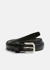 Women's Skinny Leather Belt in Accessories - BLACK
