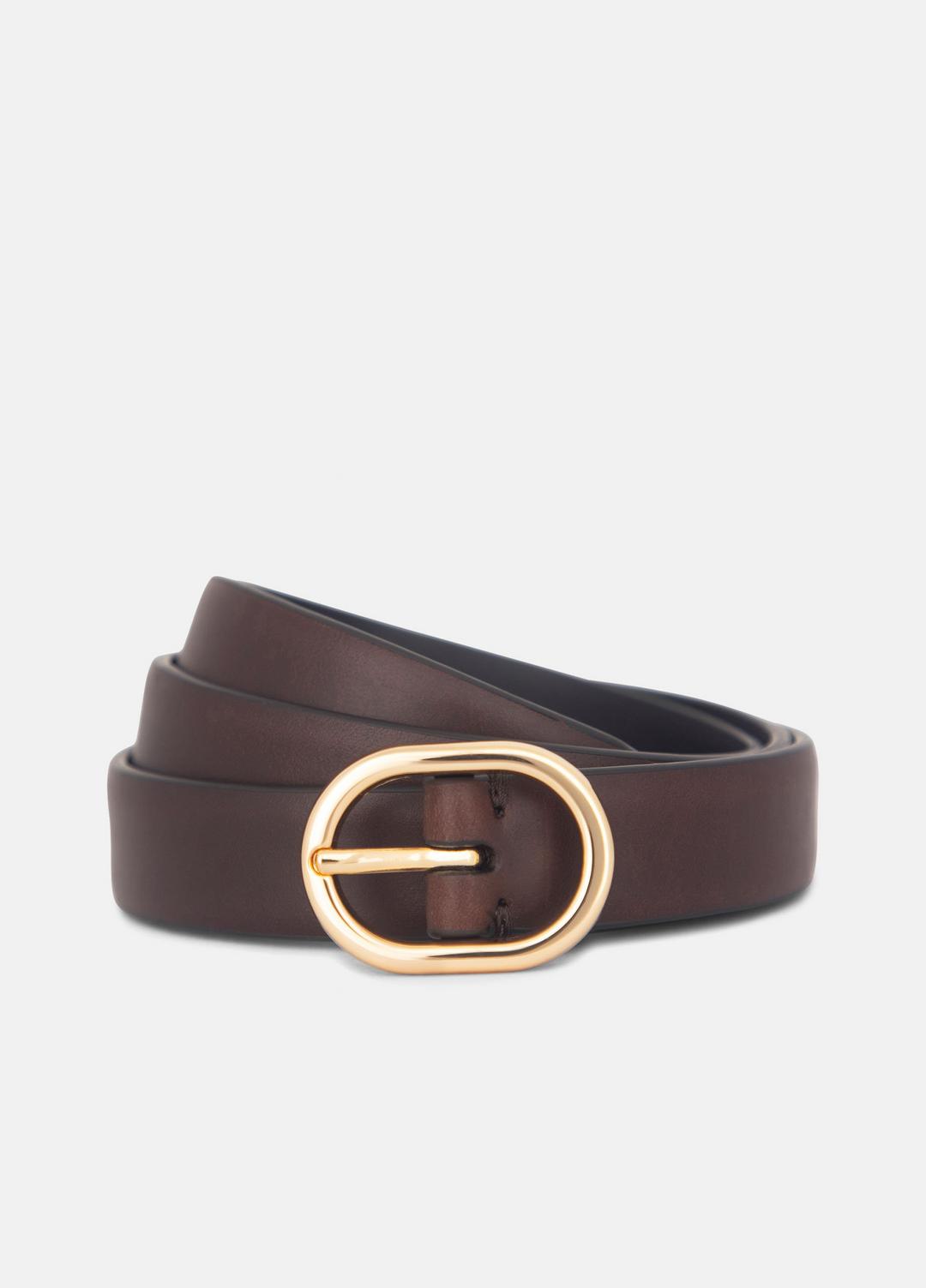 Women's 20mm Spazzolato Leather Belt in Belts - BORDEAUX