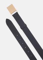 Women's 30mm Plaque Leather Belt in Belts - BLACK/POLISHED GOLD