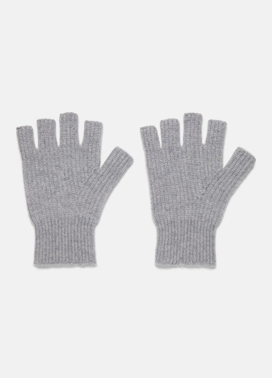 Plush Cashmere Rib-Knit Fingerless Glove in Gloves - GREY