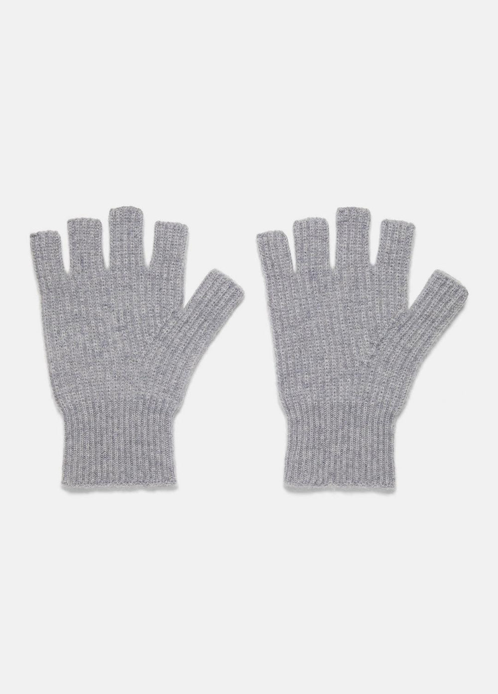 Plush Cashmere Rib-Knit Fingerless Glove in Gloves - GREY
