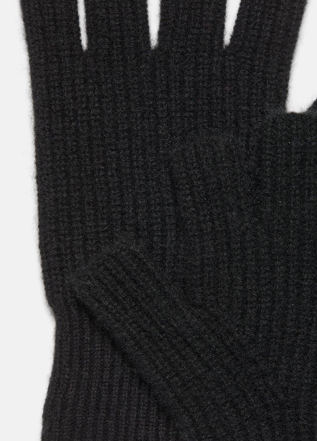 Plush Cashmere Rib-Knit Fingerless Glove in Gloves - BLACK