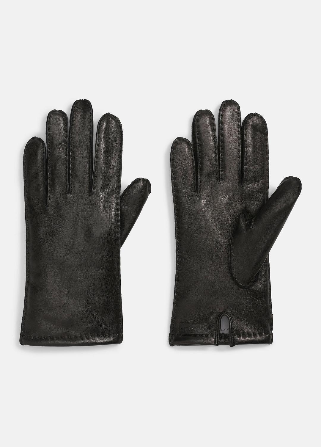 Cashmere-Lined Leather Driving Glove in Gloves - BLACK