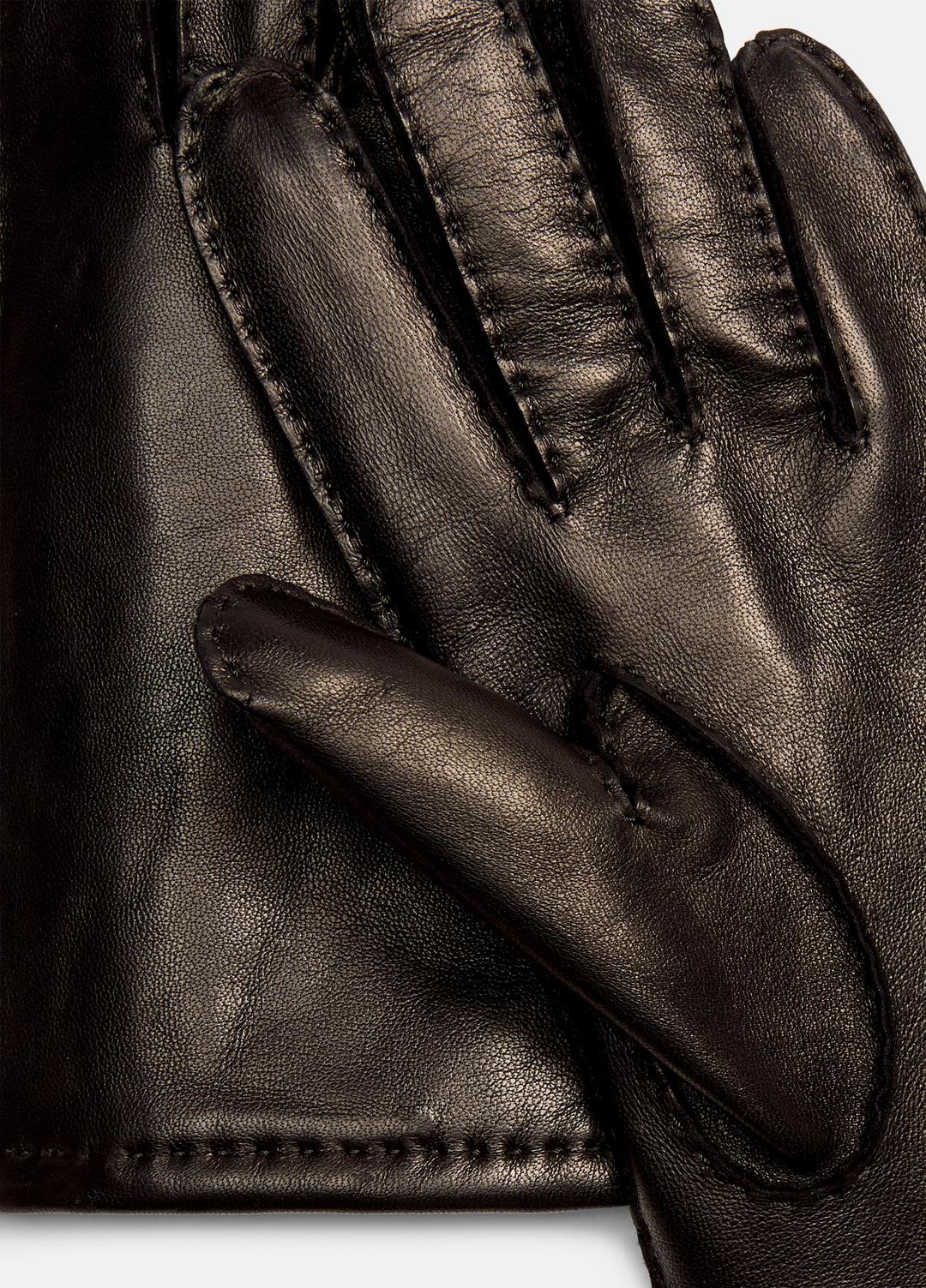 Cashmere-Lined Leather Driving Glove in Gloves - BLACK