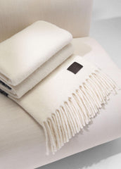 Brushed Alpaca-Blend Throw in Pillows & Blankets - WHITE/BLACK