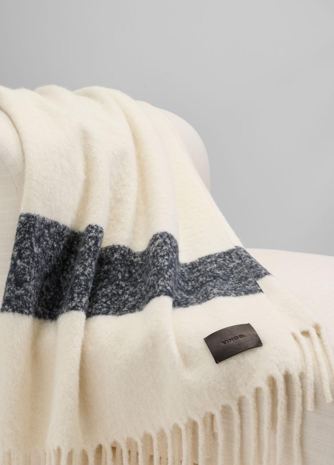 Brushed Alpaca-Blend Throw in Pillows & Blankets - WHITE/BLACK