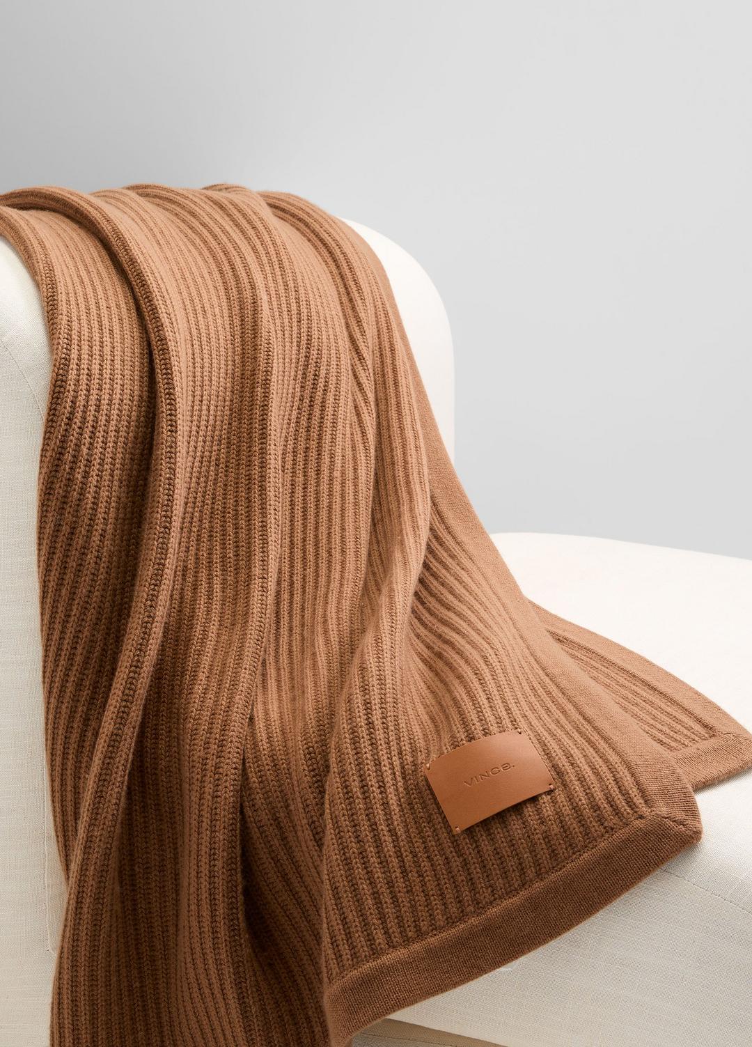 Wool and Cashmere Cardigan-Stitch Throw in Pillows & Blankets - MINK
