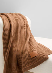 Wool and Cashmere Cardigan-Stitch Throw in Pillows & Blankets - MINK