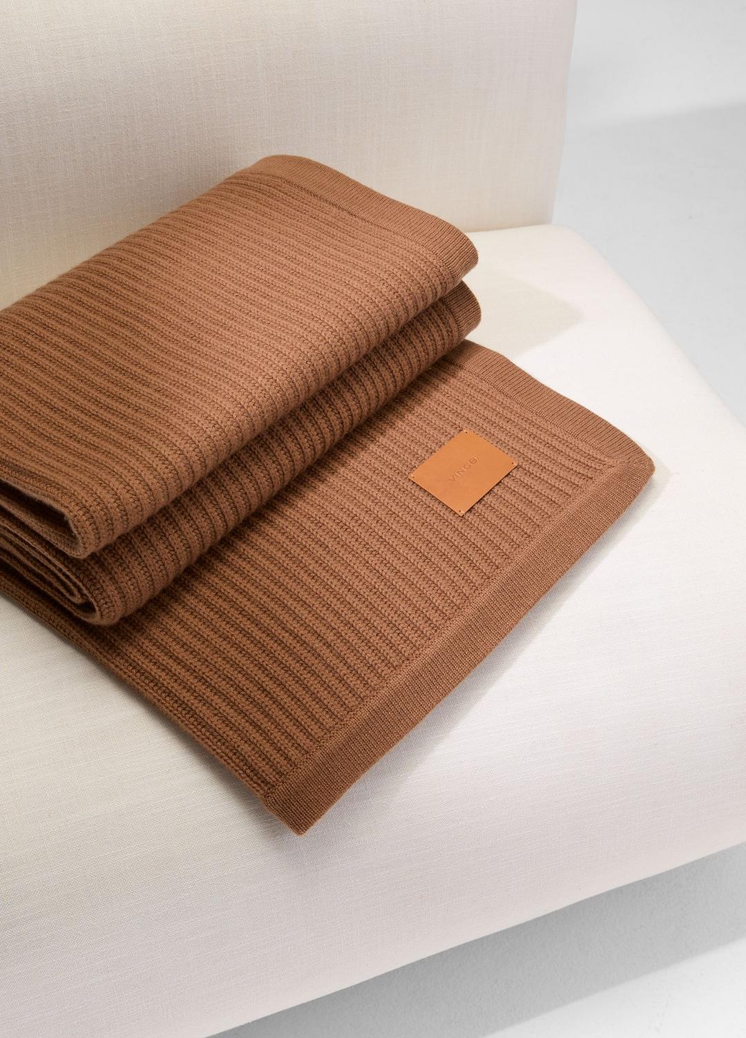 Wool and Cashmere Cardigan-Stitch Throw in Pillows & Blankets - MINK