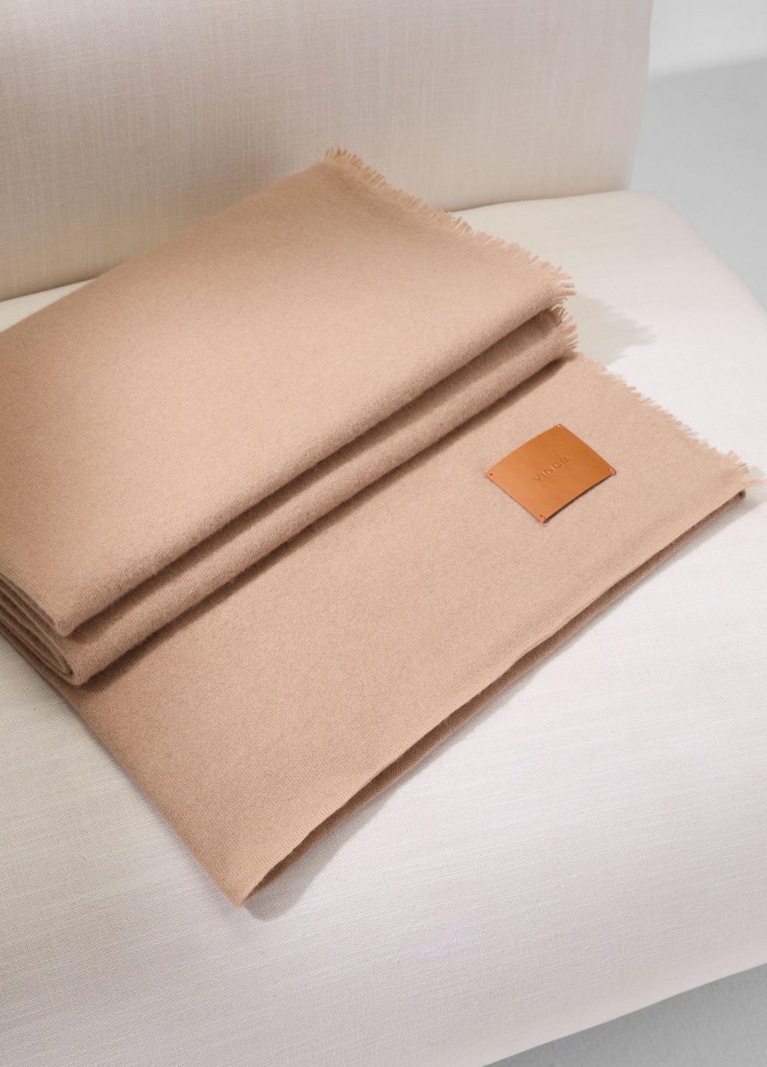 Cashmere Reverse Jersey Throw in Pillows & Blankets - CAMEL