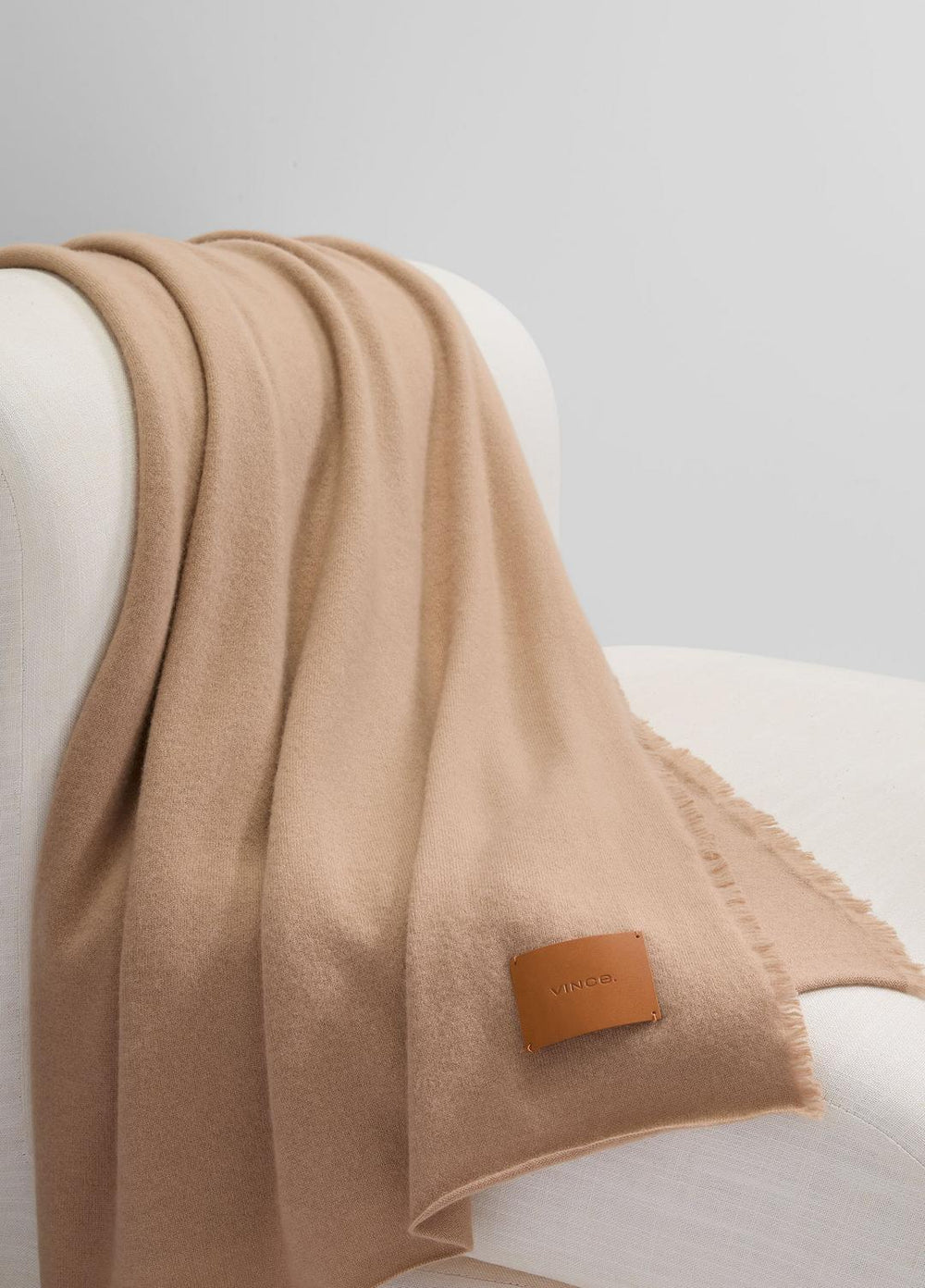 Cashmere Reverse Jersey Throw in Pillows & Blankets - CAMEL