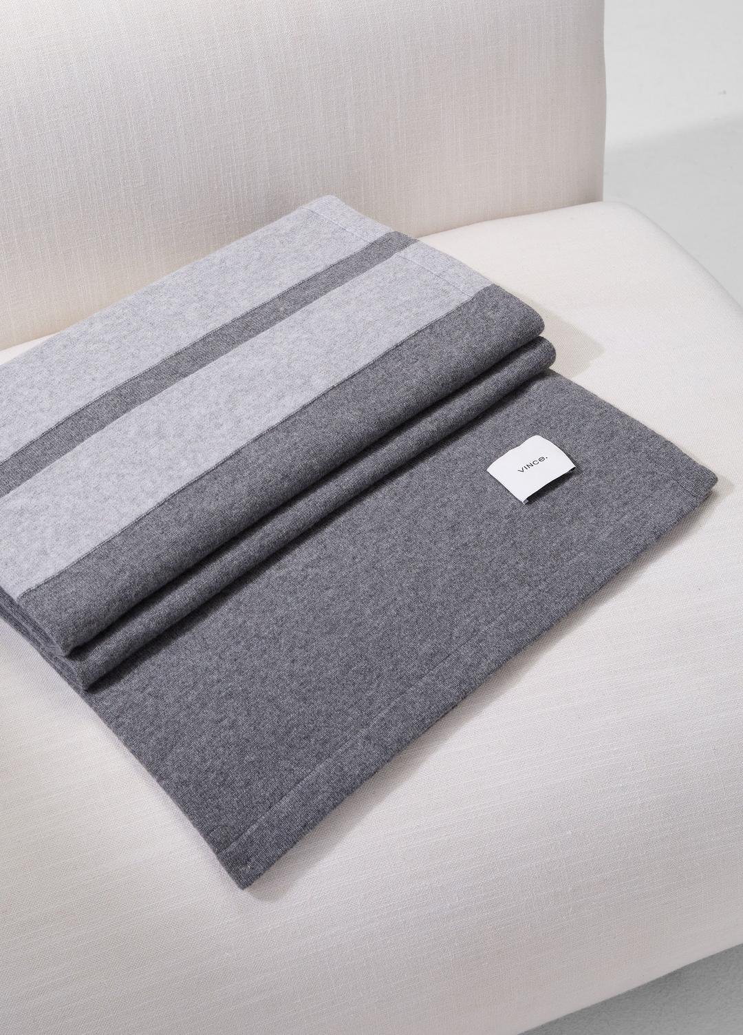 Cashmere Jersey Stripe Throw in Pillows & Blankets - MEDIUM HEATHER GREY