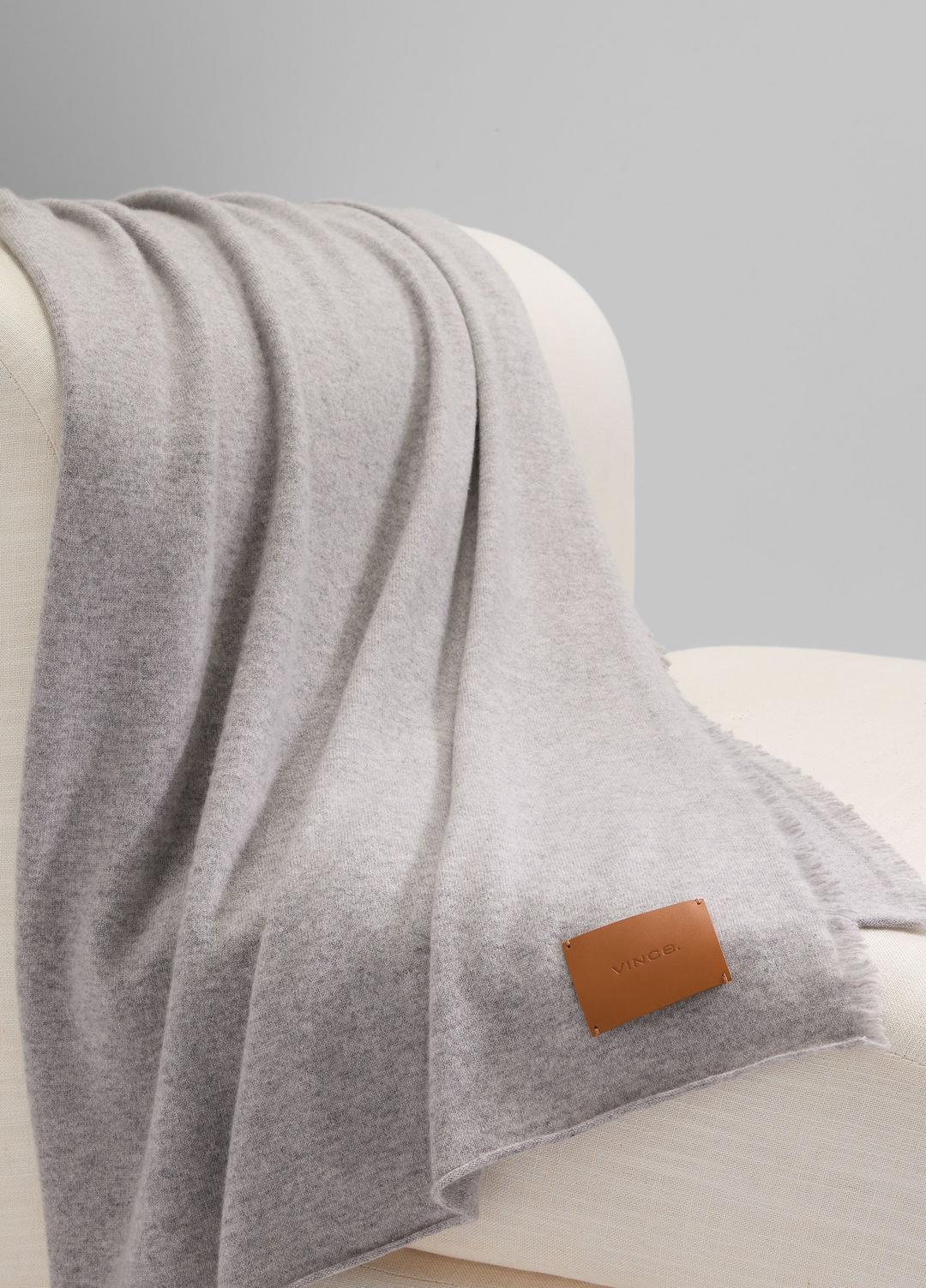 Cashmere Reverse Jersey Throw in Pillows & Blankets - HEATHER GREY