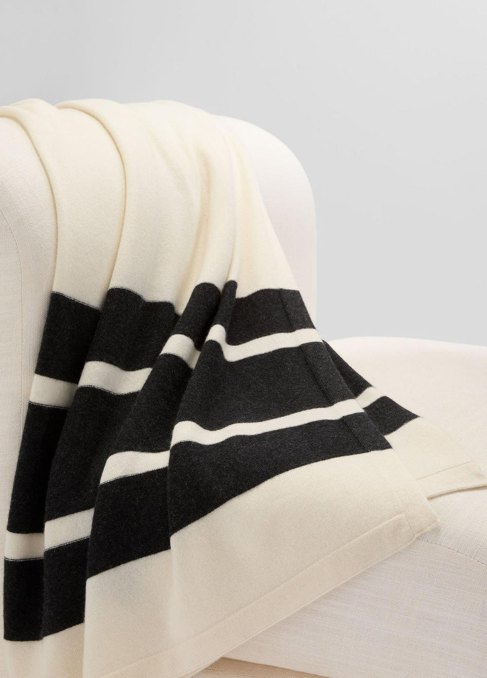 Cashmere Jersey Stripe Throw in Pillows & Blankets - BLANC
