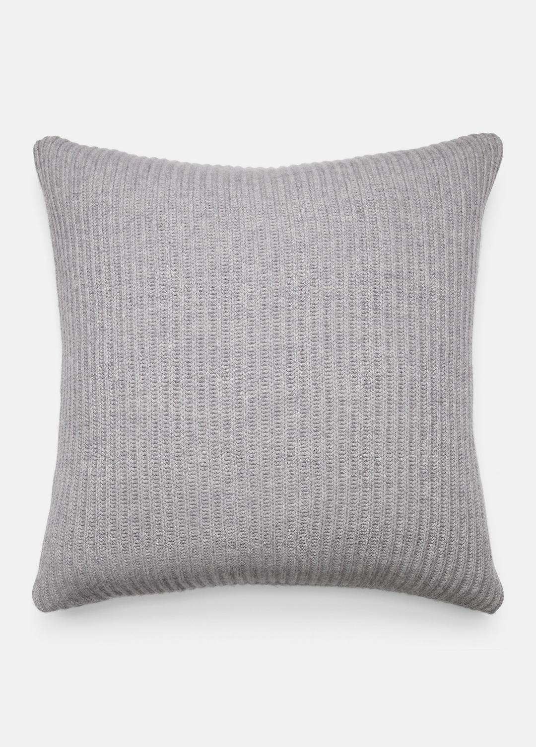 Wool and Cashmere Cardigan-Stitch Pillow in Pillows & Blankets - HEATHER GREY