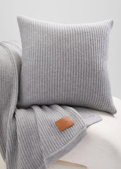 Wool and Cashmere Cardigan-Stitch Pillow in Pillows & Blankets - HEATHER GREY