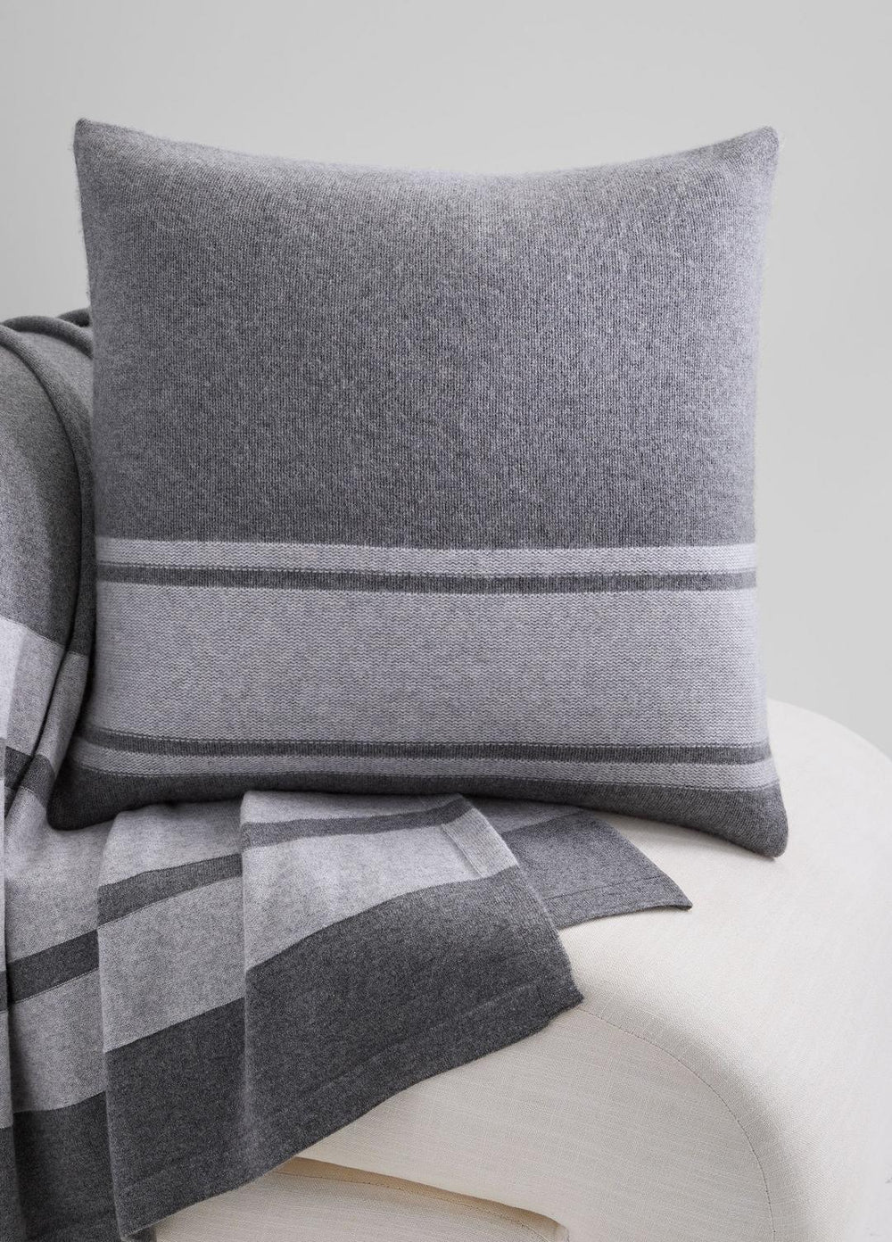 Cashmere Jersey Stripe Pillow in Pillows & Blankets - MEDIUM HEATHER GREY