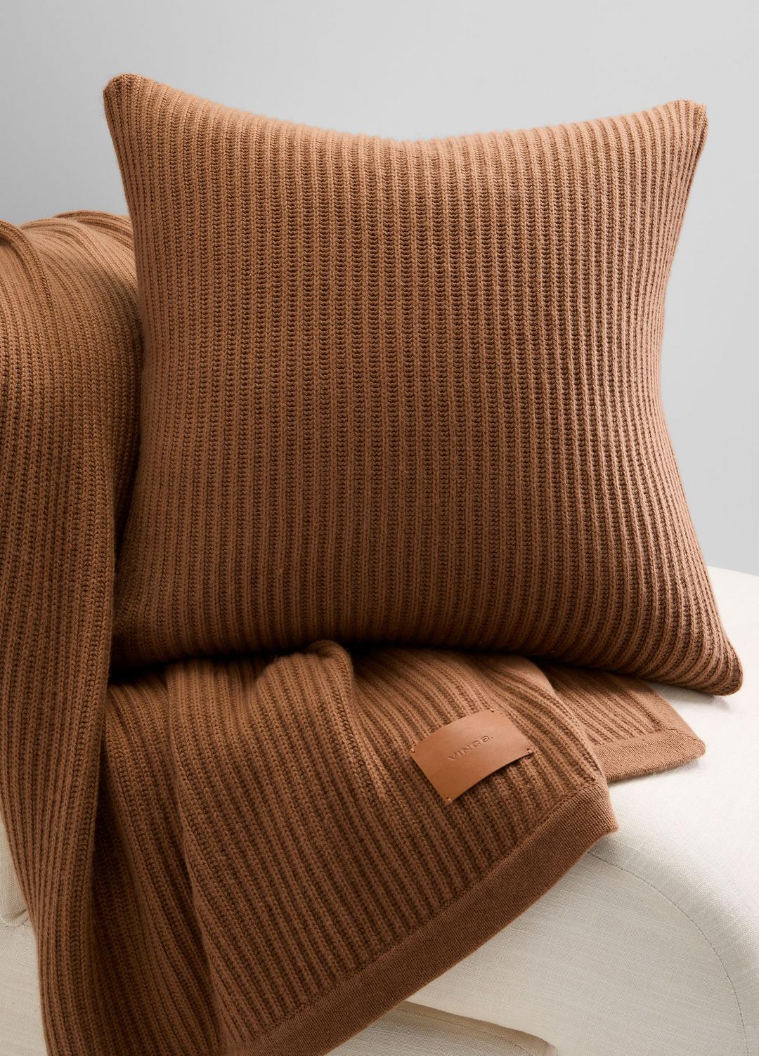 Wool and Cashmere Cardigan-Stitch Pillow in Pillows & Blankets - MINK