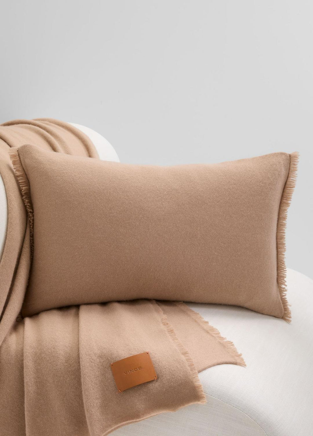 Cashmere Reverse Jersey Rectangle Pillow in Pillows & Blankets - CAMEL