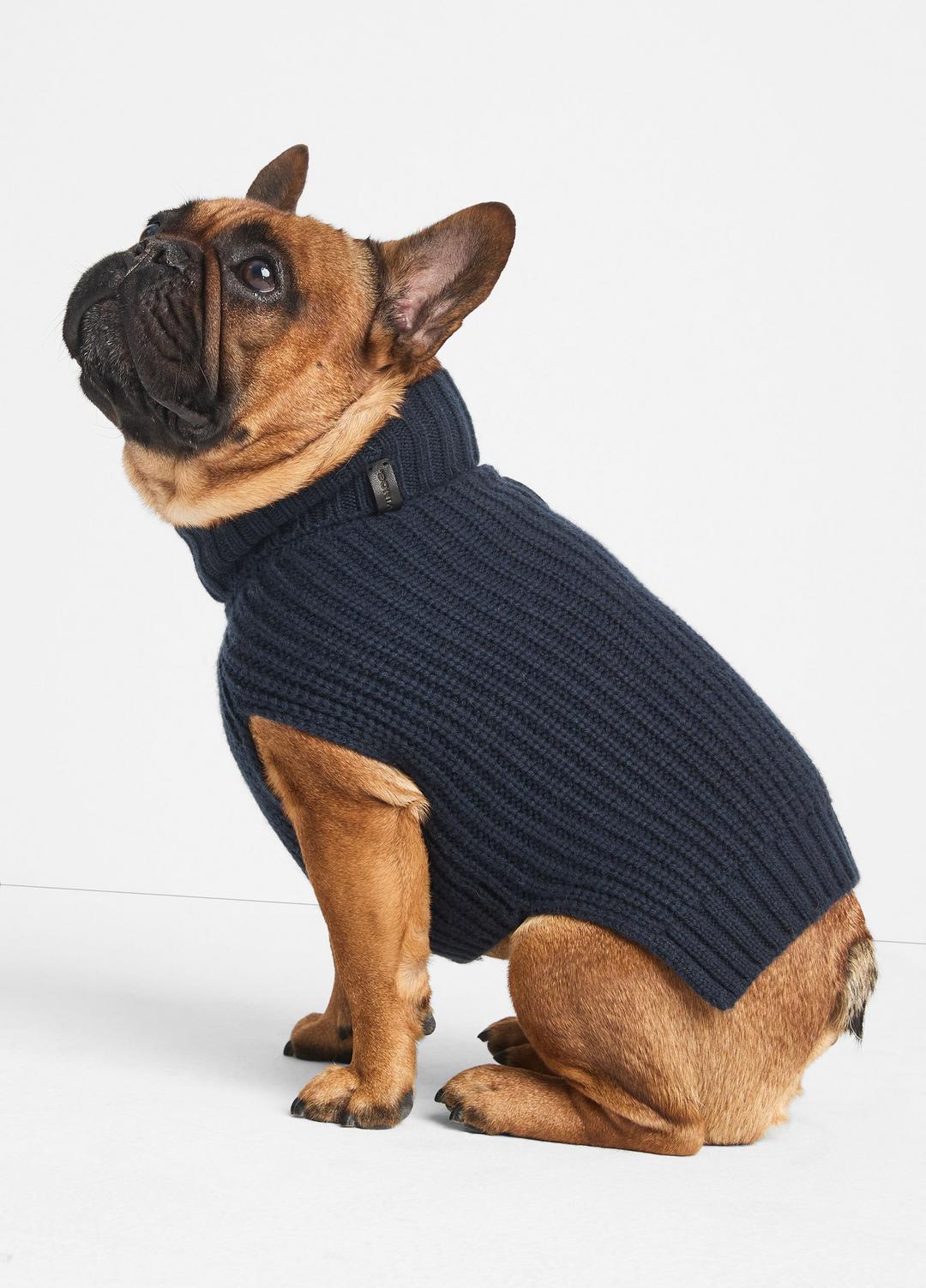 Wool and Cashmere Shaker-Stitch Dog Sweater in Dog Accessories - COASTAL BLUE