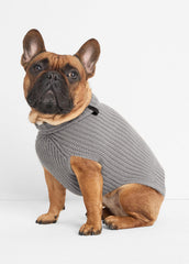 Wool and Cashmere Shaker-Stitch Dog Sweater in Dog Accessories - HEATHER GREY