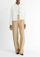 Cotton-Blend Shirt Jacket in Vince Products Women - OFF WHITE