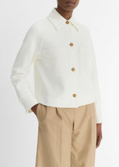 Cotton-Blend Shirt Jacket in Vince Products Women - OFF WHITE