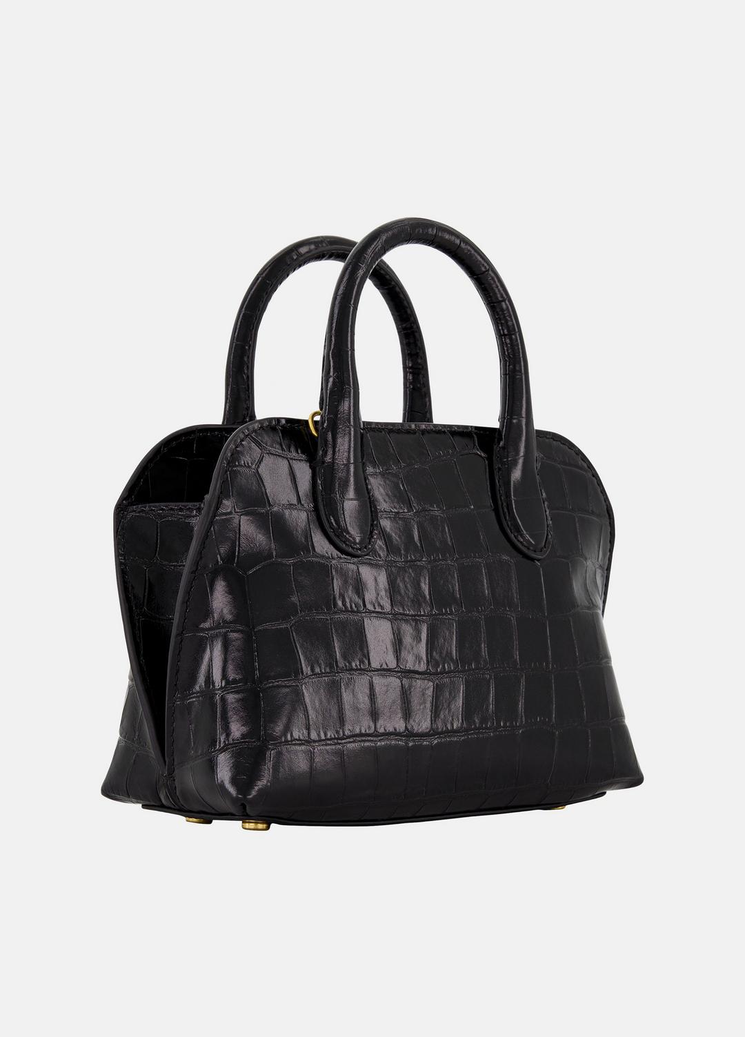 Delphine Croc-Embossed Leather Mini Bag in Matching Sets - BLACK