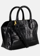 Delphine Croc-Embossed Leather Mini Bag in Matching Sets - BLACK