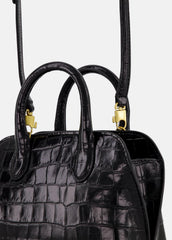 Delphine Croc-Embossed Leather Mini Bag in Matching Sets - BLACK