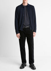 Featherweight Merino Wool-Cashmere Sweater Shirt in Long Sleeve - COASTAL BLUE