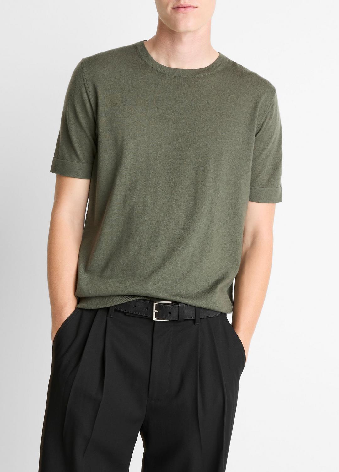 Featherweight Merino Wool-Cashmere Short-Sleeve Sweater in Short Sleeve - SYCAMORE