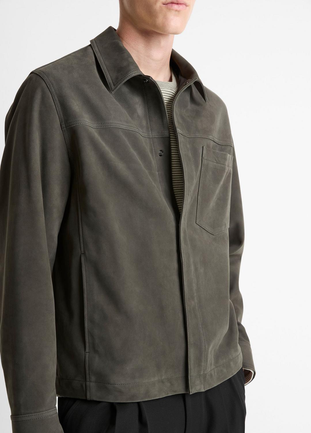 Nubuck Leather Trucker Jacket in Leather Jackets - SYCAMORE