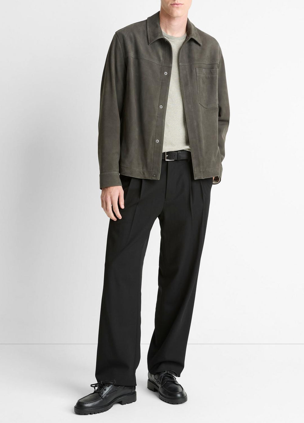 Nubuck Leather Trucker Jacket in Leather Jackets - SYCAMORE