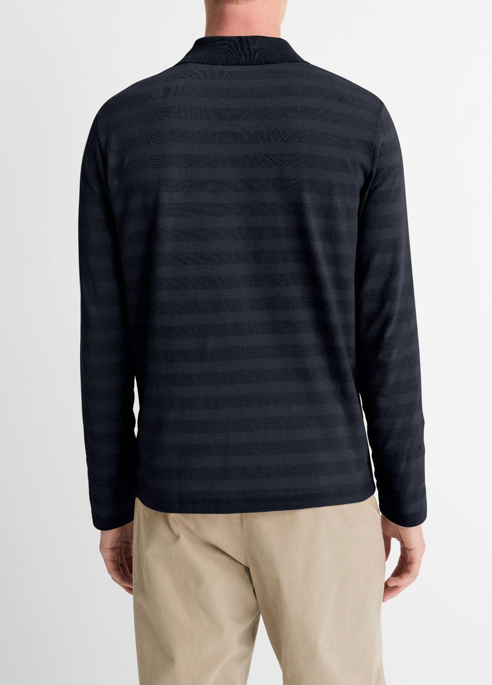 Jacquard-Stripe Cotton Long-Sleeve Polo Shirt in Long Sleeve - COASTAL BLUE