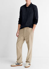 Jacquard-Stripe Cotton Long-Sleeve Polo Shirt in Long Sleeve - COASTAL BLUE