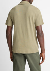 Cotton Johnny-Collar Polo Shirt in Henleys & Polos - SAGE