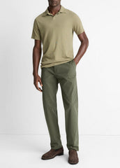 Cotton Johnny-Collar Polo Shirt in Henleys & Polos - SAGE