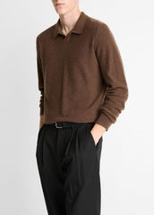 Feed Stripe Plush Cashmere Johnny-Collar Sweater in Cashmere - MISSION/DARK HEATHER BEARPAW